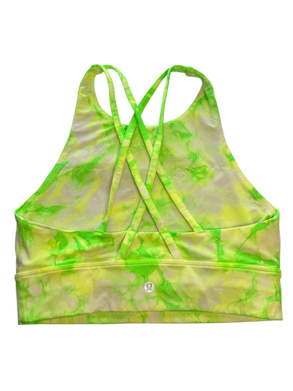 Lululemon Energy Bra High Neck Long Line Shibori Medium Support Neon Green 8 B-D - Picture 3 of 7